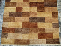 AHMEDANI Modern Afghan Gabbeh Mahal Vegetable Dyed Wool Carpet Hand Knotted Area Rug (6 x 4)'