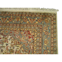 AHMEDANI Ivory Pestal Flower All Over Kashan Beautiful Area Rug Hand Knotted Wool Silk Carpet (12.1 x 9.2)'