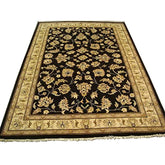 Excellent Black Chobi Zeigler Mahal Vege Dyed Area Rugs Hand Knotted Carpet (7.11 x 5.8)'