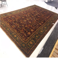 Ahmedani Linen Excellent Designed Bijare Rectangle Area Rugs Hand Knotted Oriental Hand Spun Ghazni Wool Carpet (12 x 18)'