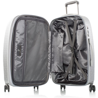 Motif Neige 3Pcs Luggage Set Lightweight Hardside Expandable 4-Wheel Spinner Rolling Travel Carry on Trolley Suitcase Set (21,26,30 inch) (Silver)