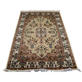 Exclusive Cream Ivory Touch Flower Lovely Area Rug Hand Knotted Wool Silk Carpet (6 X 4)'