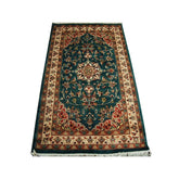 AHMEDANI Floral Ivory Touch Medallion Rectangle Area Rug Hand Knotted Wool Silk Carpet (5 x 3)'