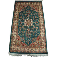 AHMEDANI Floral Ivory Touch Medallion Rectangle Area Rug Hand Knotted Wool Silk Carpet (5 x 3)'
