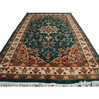 AHMEDANI Floral Ivory Touch Medallion Rectangle Area Rug Hand Knotted Wool Silk Carpet (5 x 3)'