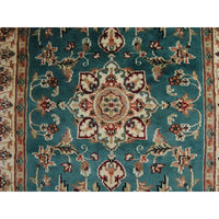 AHMEDANI Floral Ivory Touch Medallion Rectangle Area Rug Hand Knotted Wool Silk Carpet (5 x 3)'
