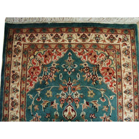 AHMEDANI Floral Ivory Touch Medallion Rectangle Area Rug Hand Knotted Wool Silk Carpet (5 x 3)'