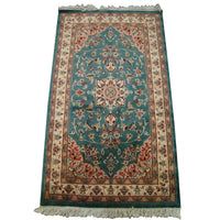 AHMEDANI Floral Ivory Touch Medallion Rectangle Area Rug Hand Knotted Wool Silk Carpet (5 x 3)'