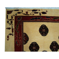 AHMEDANI Elephant Foot Print Bokhara Afghan Vege Dyed Area Rug Hand Knotted Carpet (7.5 X 5)'