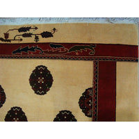 AHMEDANI Elephant Foot Print Bokhara Afghan Vege Dyed Area Rug Hand Knotted Carpet (7.5 X 5)'