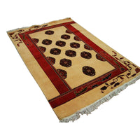 AHMEDANI Elephant Foot Print Bokhara Afghan Vege Dyed Area Rug Hand Knotted Carpet (7.5 X 5)'