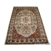 Awesome Ivory Medallion Flowers Rectangle Area Rug Hand Knotted Wool Silk Carpet (6 x 4)'