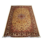 Cream Floral Hot Ivory Touch Medallion Area Rug Hand Knotted Wool Silk Carpet (6 X 4)'
