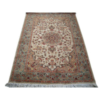 AHMEDANI Suraj Flowral Exclusive Designed Area Rug Hand Knotted Wool Silk Carpet (6 X 4)'