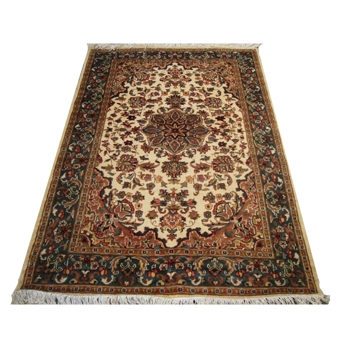 AHMEDANI Guleaina Flowral Excellent Designed Area Rug Hand Knotted Wool Silk Carpet (6 x 4)'
