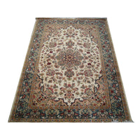 AHMEDANI Guleaina Flowral Excellent Designed Area Rug Hand Knotted Wool Silk Carpet (6 x 4)'