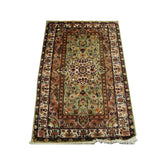 AHMEDANI Green Ivory Touch Excellent Designed Rectangle Area Rugs Hand Knotted Wool Silk Carpet (4 x 2.6)'