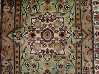 AHMEDANI Green Ivory Touch Excellent Designed Rectangle Area Rugs Hand Knotted Wool Silk Carpet (4 x 2.6)'