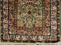 AHMEDANI Green Ivory Touch Excellent Designed Rectangle Area Rugs Hand Knotted Wool Silk Carpet (4 x 2.6)'