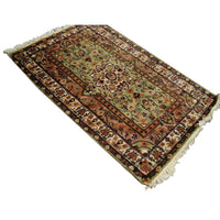 AHMEDANI Green Ivory Touch Excellent Designed Rectangle Area Rugs Hand Knotted Wool Silk Carpet (4 x 2.6)'