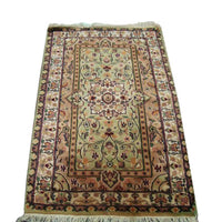 AHMEDANI Green Ivory Touch Excellent Designed Rectangle Area Rugs Hand Knotted Wool Silk Carpet (4 x 2.6)'