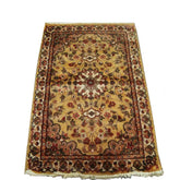 AHMEDANI Cream Ivory Touch Gorgeous Designed Rectangle Area Rugs Wool Silk Hand Knotted Carpet (4 x 2.6)'