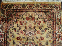 AHMEDANI Cream Ivory Touch Gorgeous Designed Rectangle Area Rugs Wool Silk Hand Knotted Carpet (4 x 2.6)'