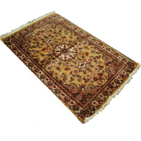 AHMEDANI Cream Ivory Touch Gorgeous Designed Rectangle Area Rugs Wool Silk Hand Knotted Carpet (4 x 2.6)'
