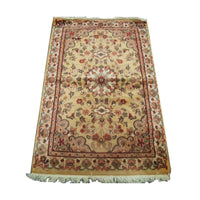 AHMEDANI Cream Ivory Touch Gorgeous Designed Rectangle Area Rugs Wool Silk Hand Knotted Carpet (4 x 2.6)'