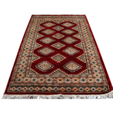 Exclusive Red Abstract Jaldar Flowers Area Rug Hand Knotted Wool Silk Carpet (4 x 2.6)'