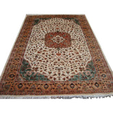 Exclusive Kash Floral Medallion Designed Area Rug Wool Silk Hand Knotted Carpet (9 x 6)'
