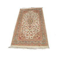 AHMEDANI Classic Medallion Floral Rectangle Area Rug Hand Knotted Wool Silk Carpet (5 x 3)'