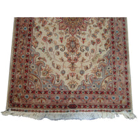 AHMEDANI Rectangle Area Rug Ivory Medallion Floral Hand Knotted Wool Silk Carpet (5 x 3)'