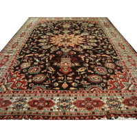 AHMEDANI Exclusive Chocolate Brown Rectangle Area Rug Hand Knotted Wool Silk Carpet (9 X 6)'