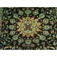 AHMEDANI Exclusive Chocolate Brown Rectangle Area Rug Hand Knotted Wool Silk Carpet (9 X 6)'