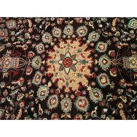 AHMEDANI Exclusive Chocolate Brown Rectangle Area Rug Hand Knotted Wool Silk Carpet (9 X 6)'