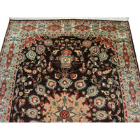AHMEDANI Exclusive Chocolate Brown Rectangle Area Rug Hand Knotted Wool Silk Carpet (9 X 6)'