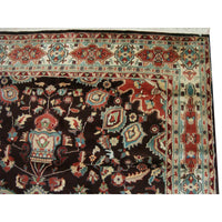 AHMEDANI Exclusive Chocolate Brown Rectangle Area Rug Hand Knotted Wool Silk Carpet (9 X 6)'