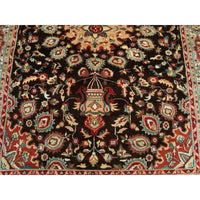 AHMEDANI Exclusive Chocolate Brown Rectangle Area Rug Hand Knotted Wool Silk Carpet (9 X 6)'