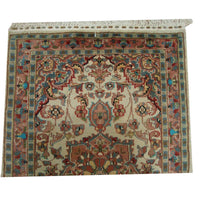 AHMEDANI Exclusive Medallion Flowers Area Rug Wool Silk Hand Knotted Carpet (4 x 2.6)'