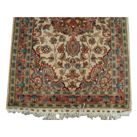 AHMEDANI Exclusive Medallion Flowers Area Rug Wool Silk Hand Knotted Carpet (4 x 2.6)'