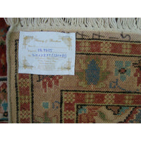 AHMEDANI Floral Ivory Medallion Hand Knotted Area Rug Wool Silk Carpet (3.11 x 2.8)'