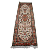 Ivory Floral Medallion Designed Wool Silk Carpet Hand Knotted Indoor Runner Rug (6 x 2)'