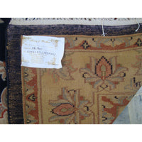 AHMEDANI Mid Night Blue Ivory Touch Flowers Rectangle Area Rug Hand Knotted Wool Silk Carpet (6 X 4)'