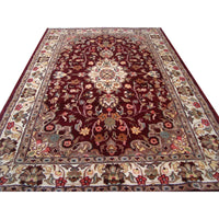 AHMEDANI Shahe-Taj Ruby Red Exclusive Area Rug Hand Knotted Wool Silk Carpet (6 x 4)'