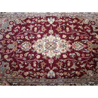 AHMEDANI Shahe-Taj Ruby Red Exclusive Area Rug Hand Knotted Wool Silk Carpet (6 x 4)'
