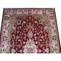 AHMEDANI Shahe-Taj Ruby Red Exclusive Area Rug Hand Knotted Wool Silk Carpet (6 x 4)'