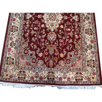 AHMEDANI Shahe-Taj Ruby Red Exclusive Area Rug Hand Knotted Wool Silk Carpet (6 x 4)'