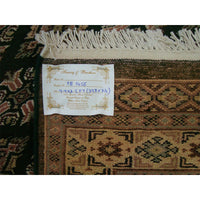 AHMEDANI Exclusive Jaldar Green Ivory Touch Wool Hand Knotted Soft Runner Rug (9.9 X 2.5)'