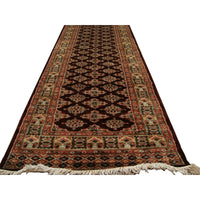 AHMEDANI Dark Red Lovely Jaldar Ivory Touch Exclusive Hand Knotted Soft Runner Rug (12.0 x 2.5)'